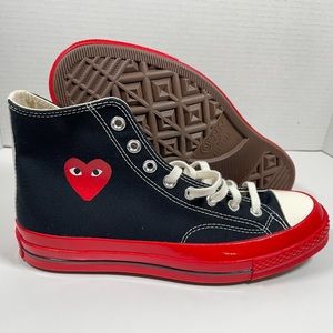 New Men 6 / Women 8 Converse High 70 Comme des Garcons PLAY Black Red A01793C